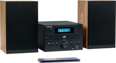 Bluetooth microsysteem - THOMSON - Hout/Zwart - FM/CD/MP3/USB-radio, 20W RMS, FM RDS-tuner, hoofdtelefoonaansluiting, afstandsbediening, voeding. 230V