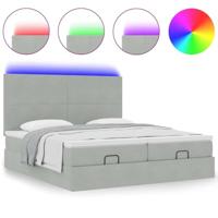 Ottoman bed met matrassen en LED's 160x200cm fluweel lichtgrijs - thumbnail
