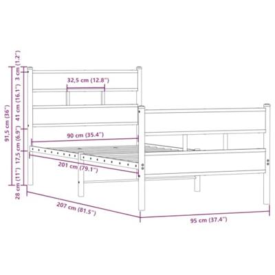 Bedframe met hoofdbord en voetbord zonder matras 90x200 cm