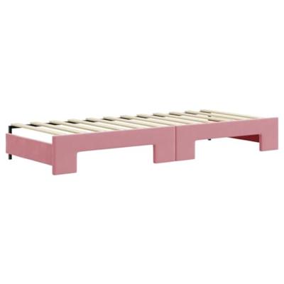 Slaapbank met onderschuifbed en lades 80x200 cm fluweel roze