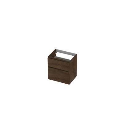 INK - Onderkast 2 Laden Greeploos Fineer Eiken met Houten Keerlijst A-symmetrisch - 600x450x650 Mm - Chocolate Fineer