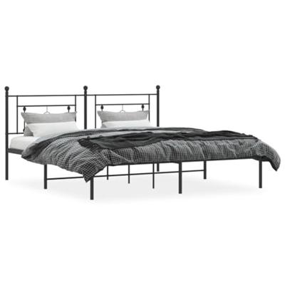 Bedframe met hoofdbord metaal zwart 183x213 cm Bedframe met hoofdbord metaal zwart 183x213 cm
