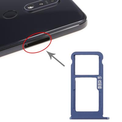 SIM-kaart lade + SIM-kaart lade / Micro SD-kaart lade voor Nokia 7.1 / TA-1100 TA-1096 TA-1095 TA-1085 TA-1097 (Blauw)
