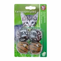 Boon kattenspeelgoed rammelbal pluche bruin a 4st Gebr. de Boon - Gebr de boon - thumbnail