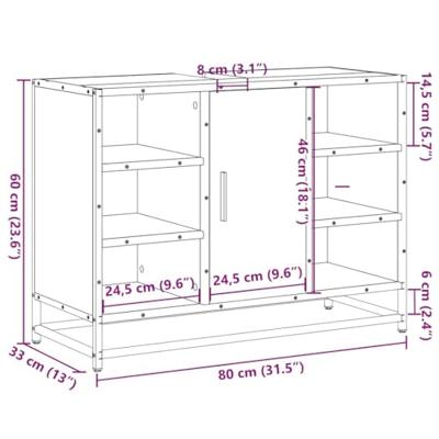 Wastafelkast 80x33x60 cm bewerkt hout gerookt eikenkleurig Wastafelkast 80x33x60 cm bewerkt hout gerookt eikenkleurig