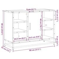 Wastafelkast 80x33x60 cm bewerkt hout gerookt eikenkleurig - thumbnail