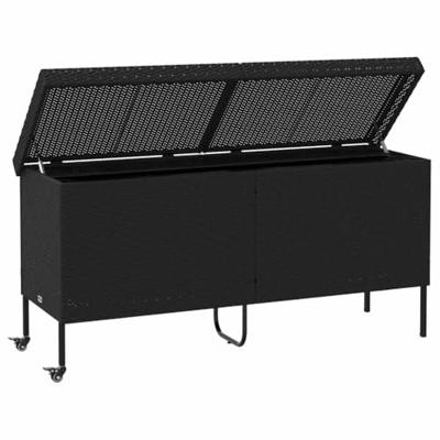 Tuinbox met wielen 160x55x75 cm poly rattan zwart Tuinbox met wielen 160x55x75 cm poly rattan zwart