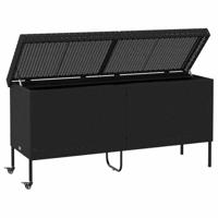 Tuinbox met wielen 160x55x75 cm poly rattan zwart - thumbnail