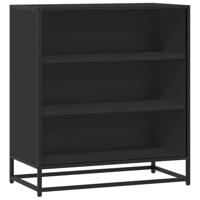 Dressoir 68x35x76 cm bewerkt hout en metaal zwart - thumbnail