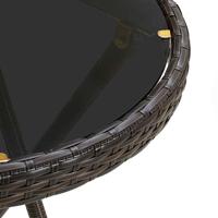 3-delige Bistroset met kussens poly rattan en glas bruin - thumbnail