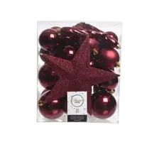 Decoris kerstballen Plastic mix+piek 33st Ossenbloed - thumbnail
