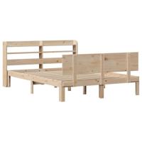 Bedframe met hoofdbord massief grenenhout 120x190 cm - thumbnail