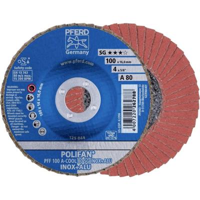 PFERD TOOLS 67658100 PFF 100 A-COOL 80 SG INOX+ALU/16,0 Lamellenschijf Diameter 100 mm Boordiameter 16 mm Korrelgrootte (num) 80 Aluminium, Non-ferrometaal,
