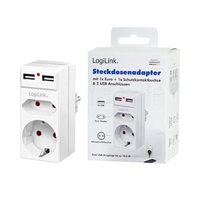 LogiLink PA0276 Contactdoos Met USB-laaduitgang, Aanraakbeveiliging, Overspanningsbeveiliging IP20 Wit - thumbnail