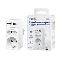 LogiLink PA0276 Contactdoos Met USB-laaduitgang, Aanraakbeveiliging, Overspanningsbeveiliging IP20 Wit - thumbnail