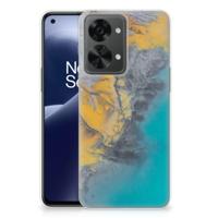 OnePlus Nord 2T | TPU | Siliconen hoesje | Marble Blue Gold - thumbnail