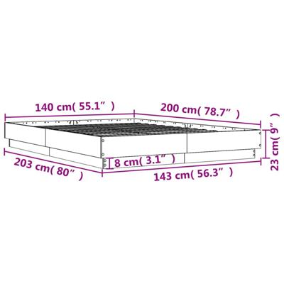 Bedframe met LED-verlichting grijs sonoma eikenkleur 140x200 cm