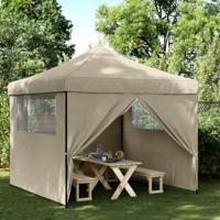 Partytent inklapbaar pop-up met 4 zijwanden taupe - thumbnail