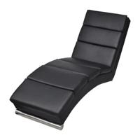 Chaise longue kunstleer zwart - thumbnail