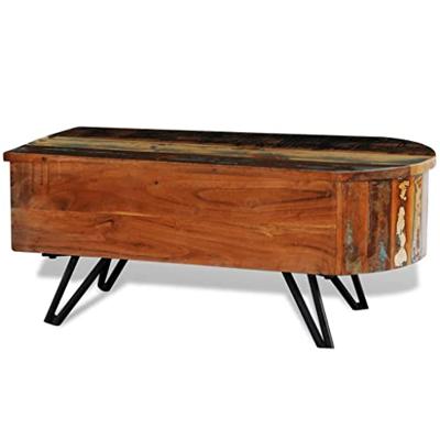 Salontafel met ijzeren poten gerecycled hout - thumbnail