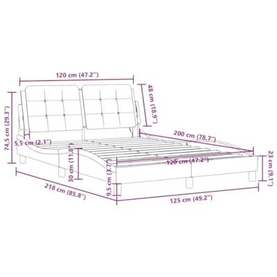 Bedframe met hoofdbord kunstleer grijs 120x200 cm