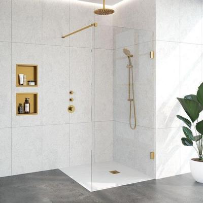 BRAUER Void inloopdouche helder glas 100x200 incl. glascoating PVD goud geborsteld GS-VOI1H100200GG BRAUER Void inloopdouche helder glas 100x200 incl. glascoating PVD goud geborsteld GS-VOI1H100200GG