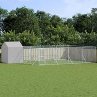 Hondenkennel met dak 10x6x2,5 m gegalvaniseerd staal zilver - thumbnail
