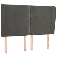 Hoofdbord met randen 147x23x118/128 cm fluweel donkergrijs - thumbnail