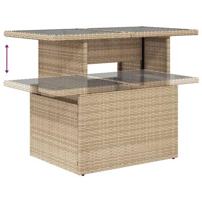 7-delige Loungeset met kussens poly rattan beige - thumbnail