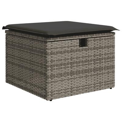 4-delige Loungeset met kussens poly rattan grijs - thumbnail