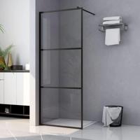 VidaXL Inloopdouchewand transparant 100x195 cm esg-glas zwart - thumbnail
