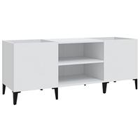 Platenkast 121x38x48 cm bewerkt hout wit - thumbnail