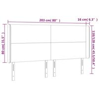 Hoofdbord met randen 203x16x118/128 cm stof lichtgrijs - thumbnail