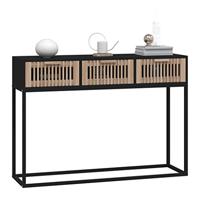 Wandtafel 105x30x75 cm bewerkt hout en ijzer zwart - thumbnail