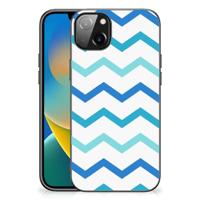 iPhone 14 Plus Back Case Zigzag Blauw - thumbnail