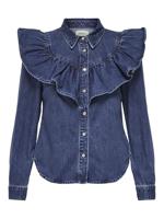 Only Onlindigo Ls Frill Dnm Shirt Qyt Noos Blouse Dark Blue Denim - thumbnail