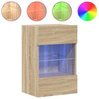 Wandkasten met LED-verlichting voor tv 2 st 40x30x60,5 cm sonoma eikenkleurig - thumbnail