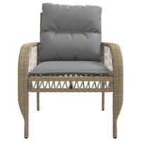 4-delige Loungeset met kussens poly rattan beige - thumbnail