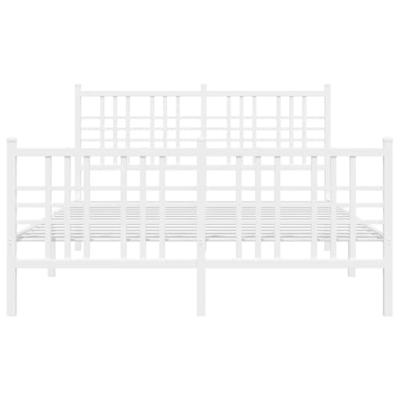 Bedframe met hoofd- en voeteneinde metaal wit 120 x 190 cm