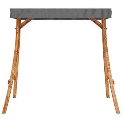 VidaXL Schommelframe met antracietkleur dak gebogen hout teakafwerking VidaXL Schommelframe met antracietkleur dak gebogen hout teakafwerking
