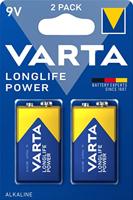 Varta LONGLIFE Power 9V Bli 2 9V batterij (blok) Alkaline 580 mAh 9 V 2 stuk(s) - thumbnail