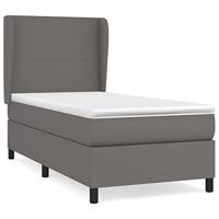 Boxspring met matras kunstleer grijs 80x200 cm - thumbnail