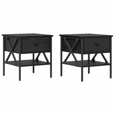 Nachtkastje met lade 2 pcs Zwart eiken 40 x 42 x 45 cm