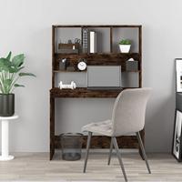 Bureau met schappen 102x45x148 cm bewerkt hout gerookt eiken - thumbnail