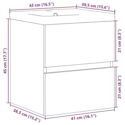 2-delige Badkamermeubelset bewerkt hout betongrijs