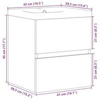 2-delige Badkamermeubelset bewerkt hout betongrijs - thumbnail