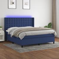 Boxspring met matras en LED stof blauw 160x200 cm - thumbnail