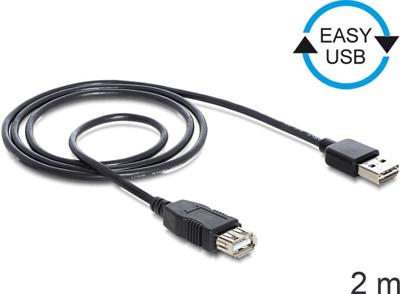 Delock 83371 Verlengkabel EASY-USB 2.0 Type-A male > USB 2.0 Type-A female zwart 2 m