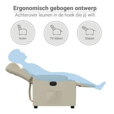 Fauteuil elektrisch verstelbaar kunstleer crèmekleurig