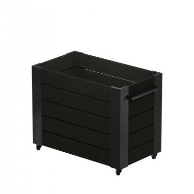 Zwarte Hoge Rechthoekige Plantenbak Cubic Op Wielen